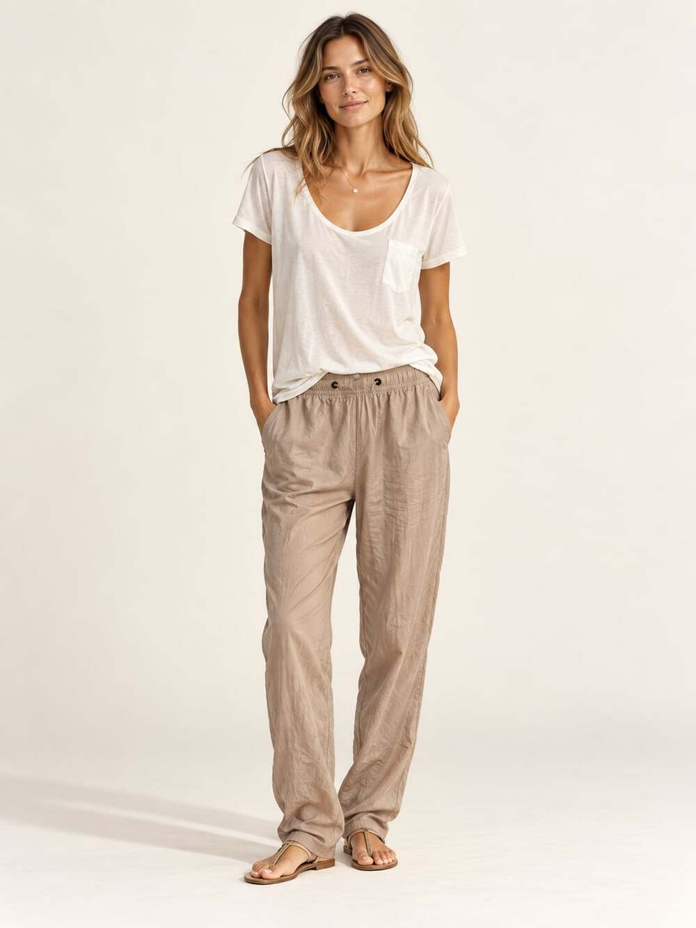 Onia Loungewear Set Size S Beige Pants And White Tee